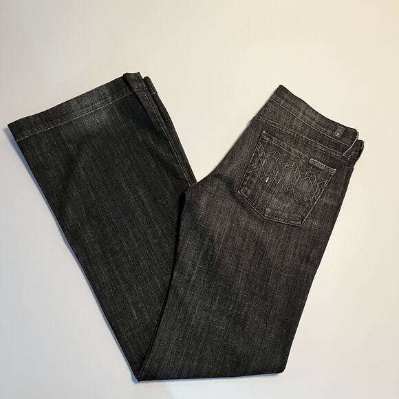 7FAM Dojo Jeans Size 28 Black Flare Diamond Rhinestone - Picture 12 of 16